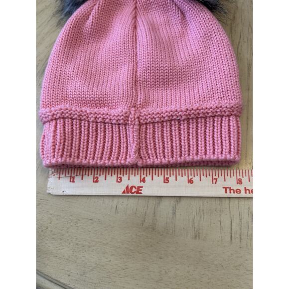 Pink Columbia Youth Snow Pom Beanie Cat Ears One Size Columbia Pink Double Pom - Picture 8 of 9